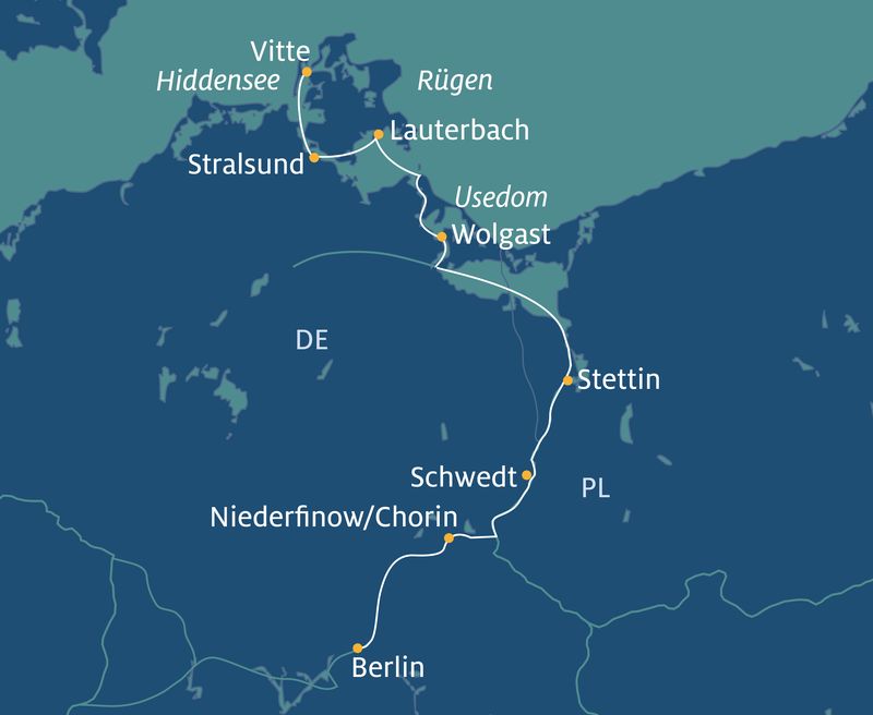 Thurgau Chopin: Stralsund-Rügen-Stettin-Berlin Routenplan