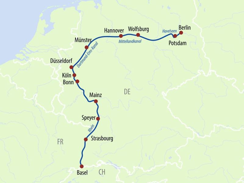 Cityhopper Basel-Berlin Routenplan