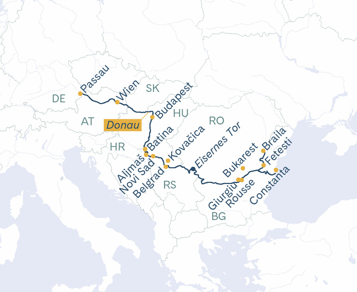 Routenplan Thurgau Prestige Passau-Constanta