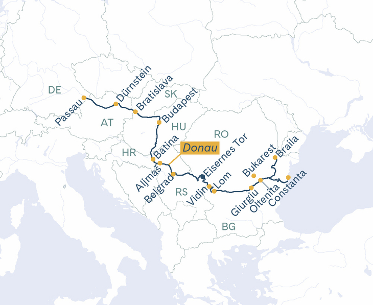 Routenplan Thurgau Prestige Constanta-Passau