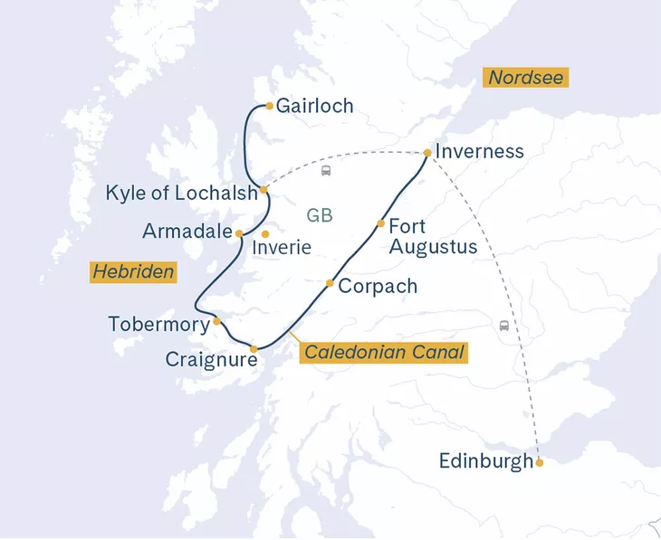Routenplan Lord of the Highlands Gartenreise