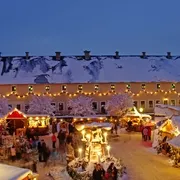 winterliche Festung Königstein im Elbsandsteingebirge, Deutschland