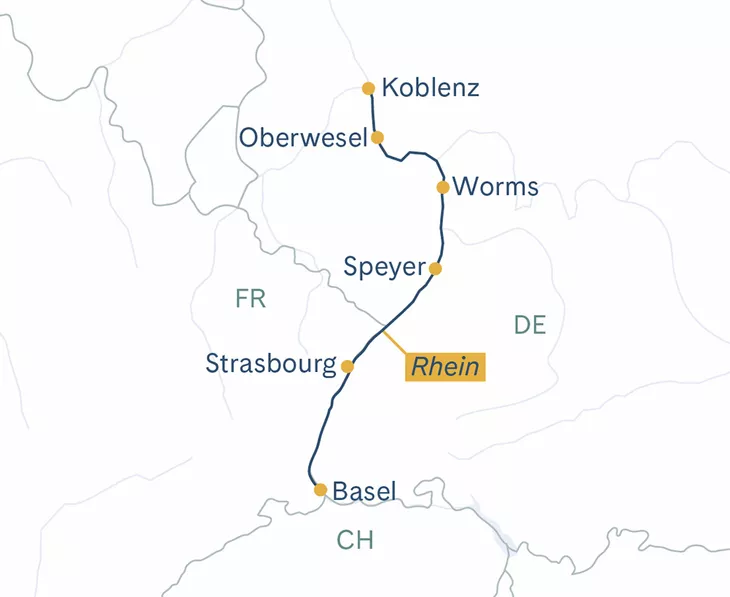 Routenplan Rhein in Flammen