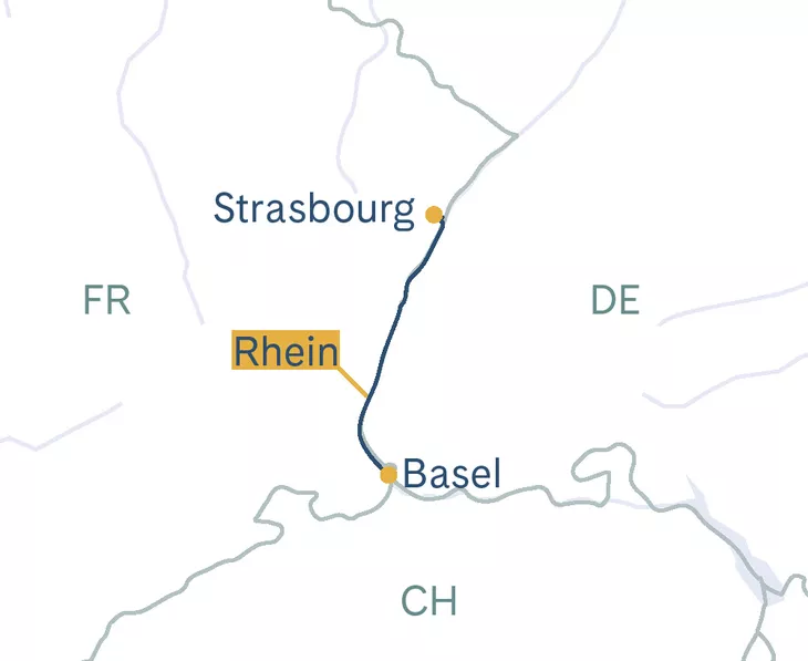 Routenplan Basel–Strasbourg–Basel