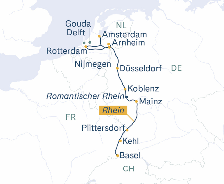 Routenplan Basel-Amsterdam-Basel