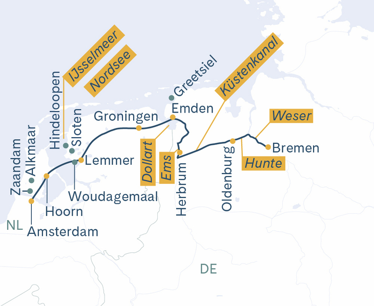 Routenplan Thurgau Saxonia Bremen-Amsterdam 2027 - DE