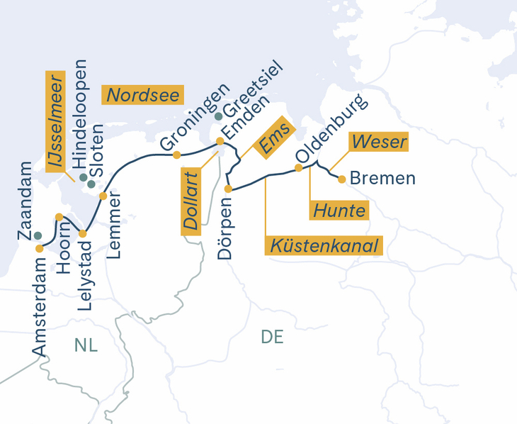 Routenplan Thurgau Saxonia Amsterdam-Bremen 2027 - DE
