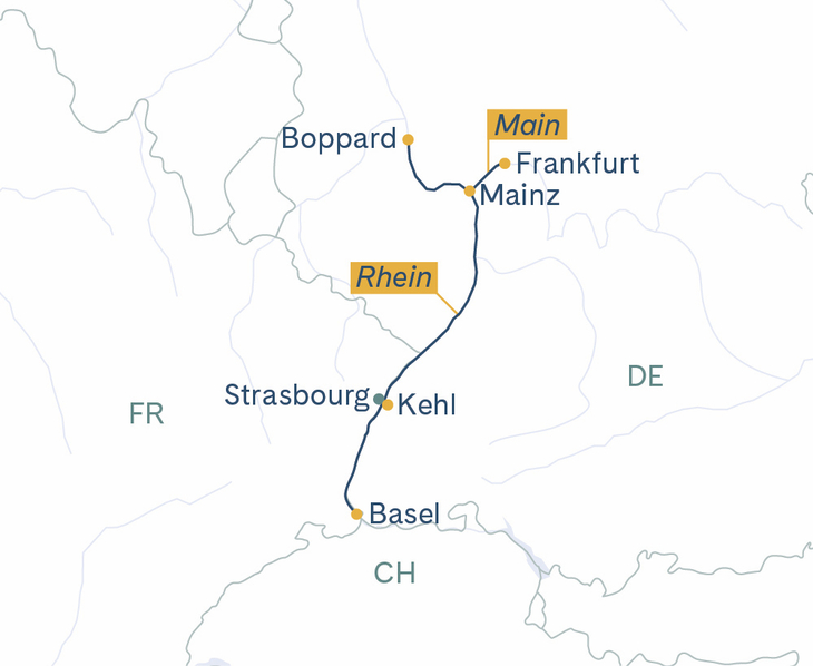 Routenplan Basel-Mainz-Frankfurt