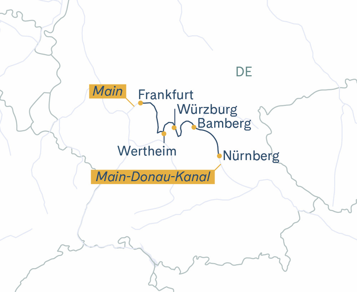 Routenplan Frankfurt-Würzburg-Nürnberg