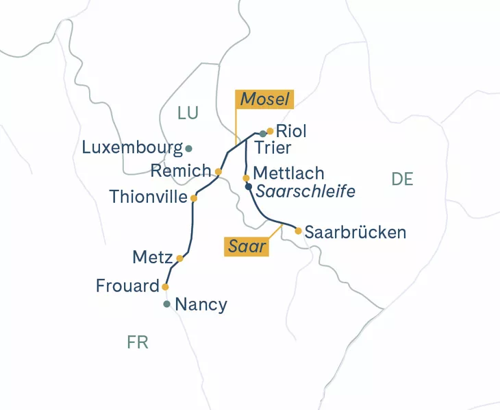 Routenplan Saarbrücken-Nancy