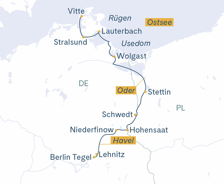 Routenplan Berlin-Stralsund